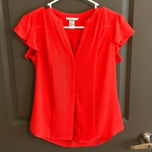 H&M Orange Button-Down Blouse